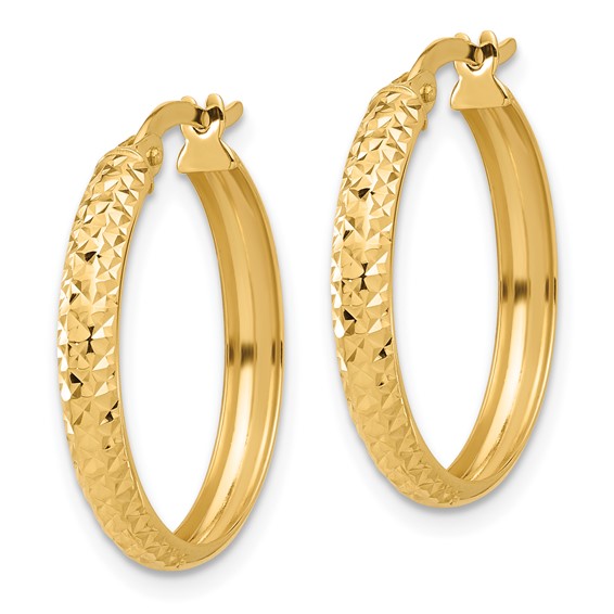 3mm Gikd Diamond-cut Hoop Earrings