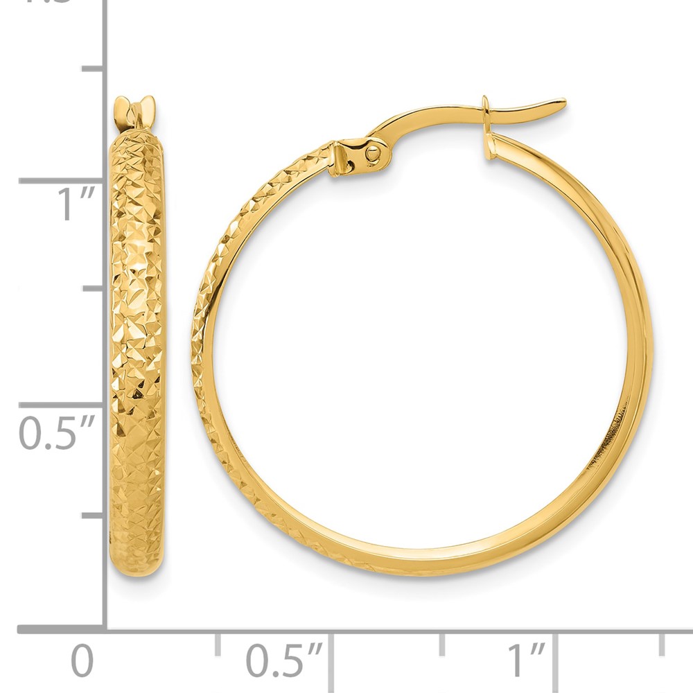 14K Polished and Diamond-cut Hoop Earrings (TC1044)