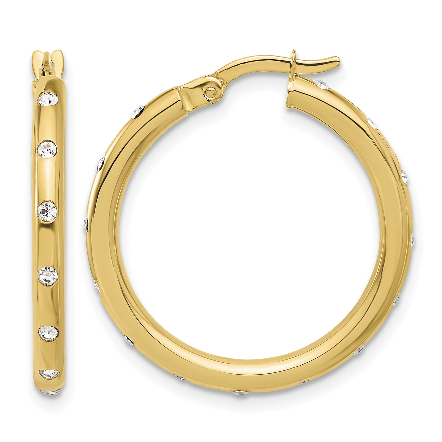 14K Polished CZ Hoop Earrings (TC1055)