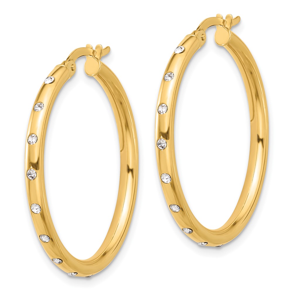 14K Polished CZ Hoop Earrings (TC1056)