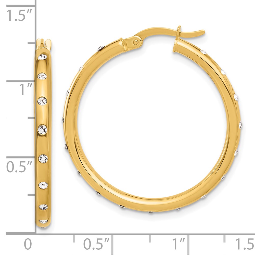 14K Polished CZ Hoop Earrings (TC1056)