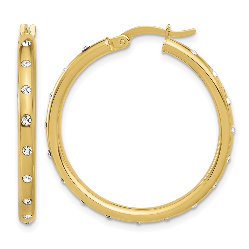 14K Polished CZ Hoop Earrings (TC1056)