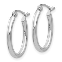 14K White Gold 2x 19mm Polished Oval Tube Hoop Earrings view 2
