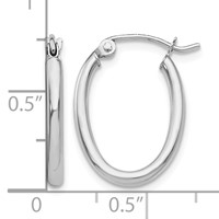 14K White Gold 2x 19mm Polished Oval Tube Hoop Earrings view 4