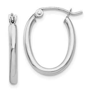 2mm Gold Round Tube Oval Hoop Earrings