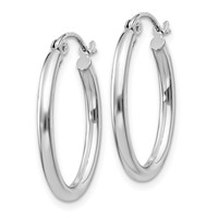 14K White Gold 2x 24mm Polished Oval Tube Hoop Earrings view 2