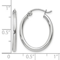 14K White Gold 2x 24mm Polished Oval Tube Hoop Earrings view 4