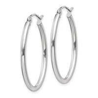 14K White Gold 2x 30mm Polished Oval Tube Hoop Earrings view 2