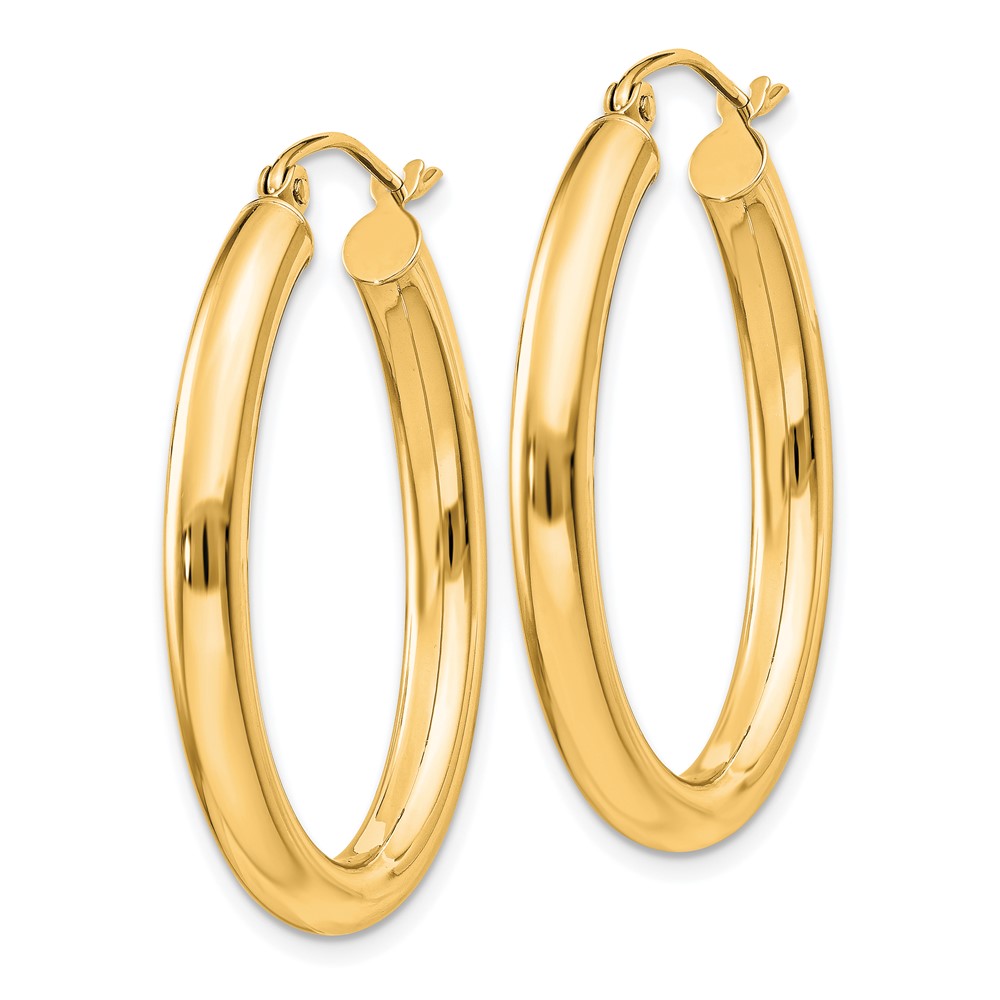 14k Polished 3.5mm Oval Tube Hoop Earrings (TC120Y)
