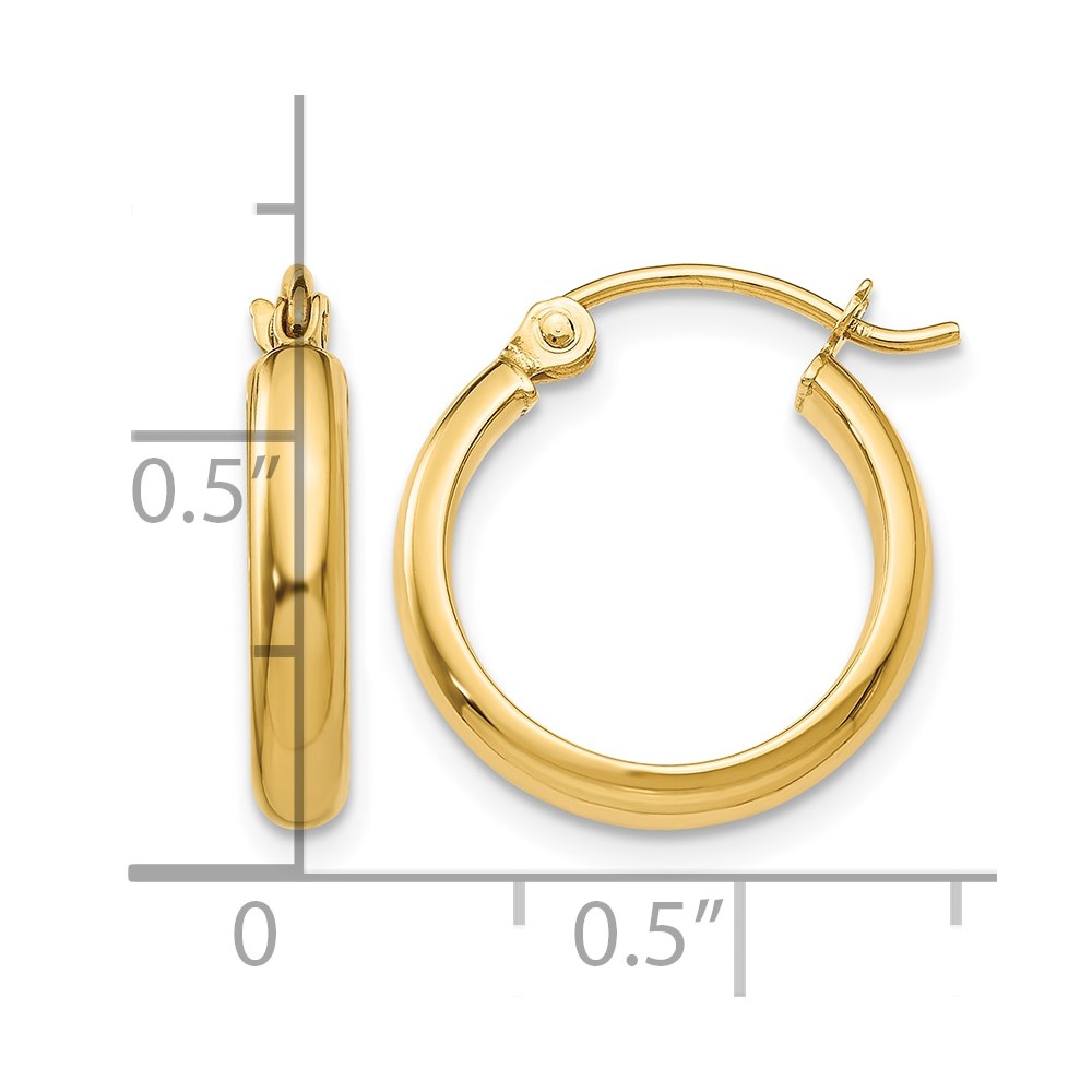 14k Round Tube Hoop Earrings (TC138)