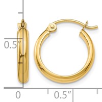 14K Yellow Gold 2.75x 12mm Round Tube Hoop Earrings view 4