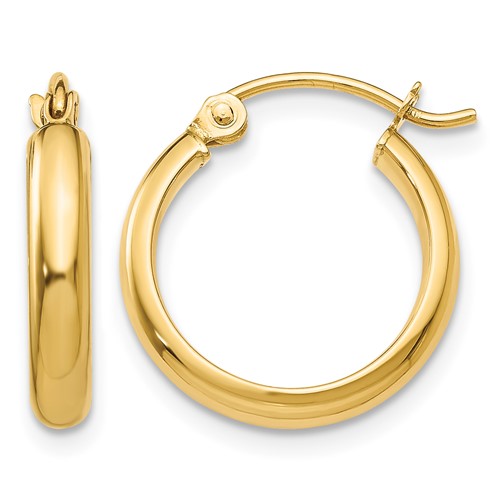 14K Yellow Gold 2.75x 12mm Round Tube Hoop Earrings