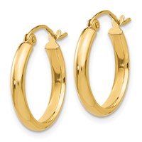 14K Yellow Gold 2.75x 17mm Round Tube Hoop Earrings view 2