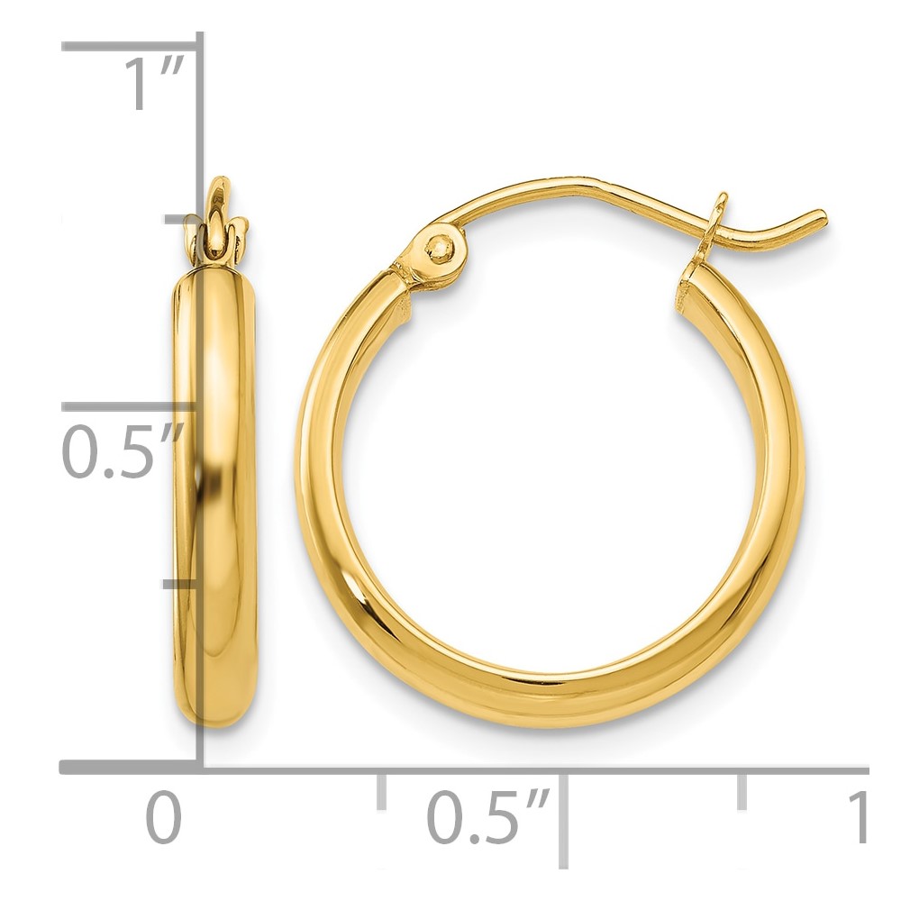 14k Round Tube Hoop Earrings (TC139)