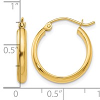 14K Yellow Gold 2.75x 17mm Round Tube Hoop Earrings view 4