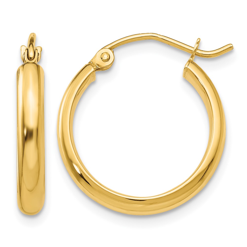 14k Round Tube Hoop Earrings (TC139)