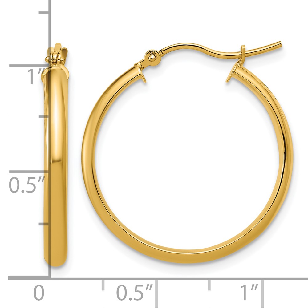 14k Round Tube Hoop Earrings (TC140)