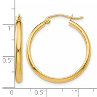 14K Yellow Gold 2.75x25mm Round Tube Hoop Earrings view 4