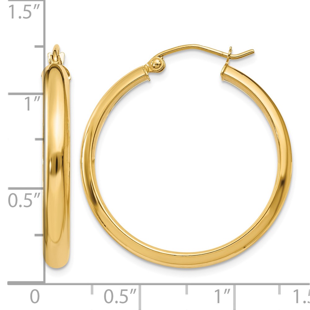 14k Round Tube Hoop Earrings (TC142)