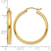 14K Yellow Gold 3.75x 26mm Round Tube Hoop Earrings view 4