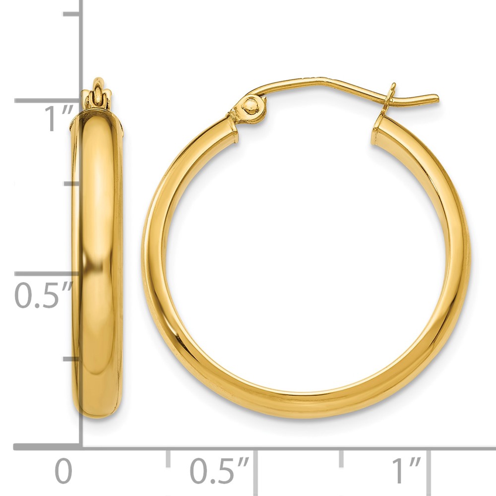 14k Round Tube Hoop Earrings (TC143)