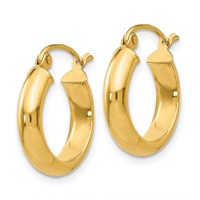 14K Yellow Gold 3.75x 17mm Round Tube Hoop Earrings view 2