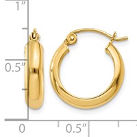 14K Yellow Gold 3.75x 17mm Round Tube Hoop Earrings view 4