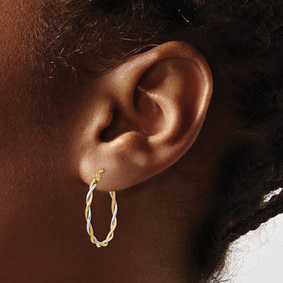 Gold Twisted Tube Hoop Earrings