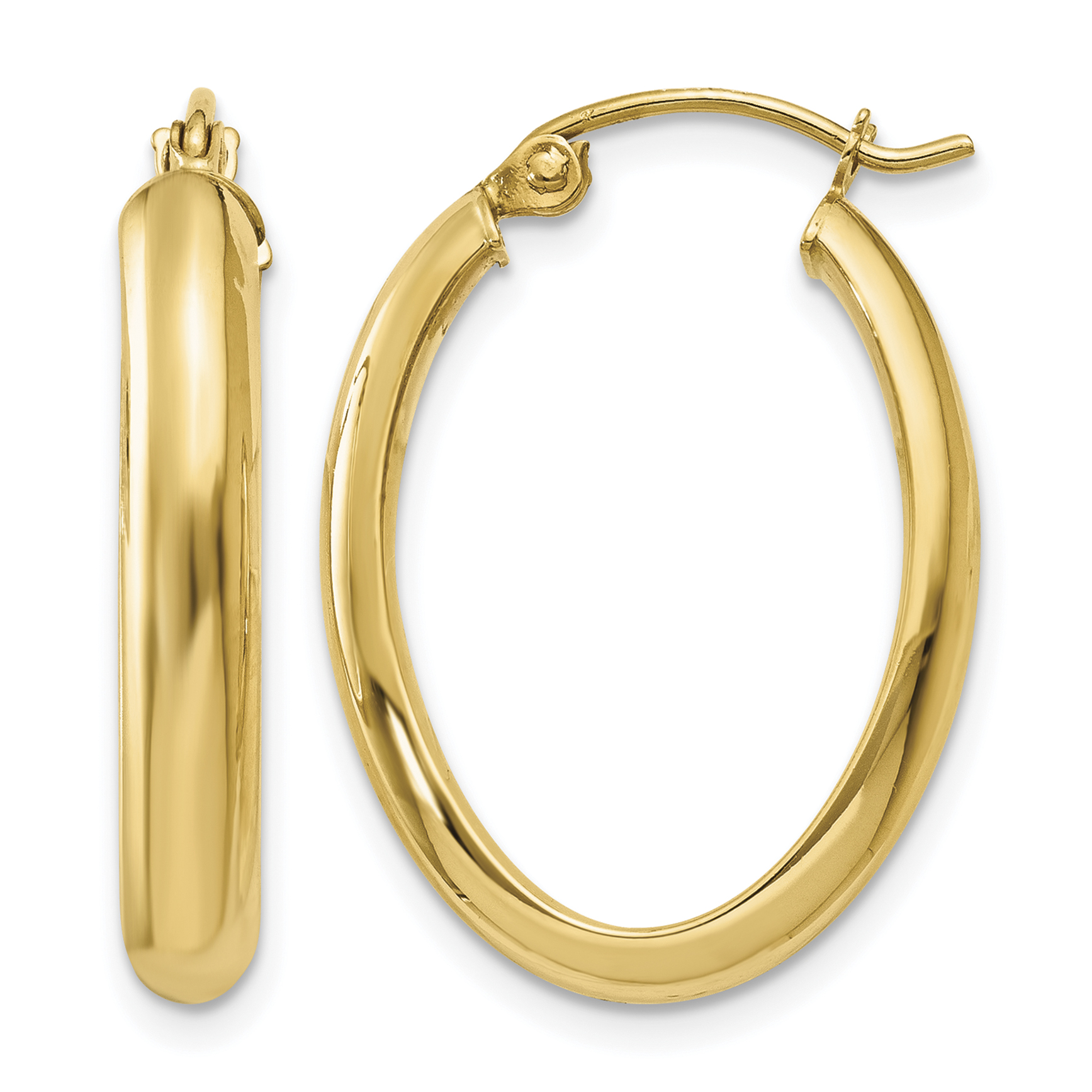 14k Polished 3.5mm Oval Hoop Earrings (TC188)
