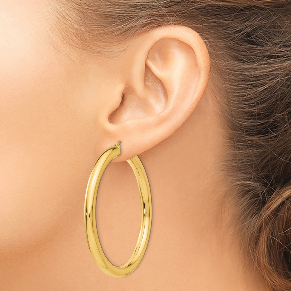 14k Polished 5mm Lightweight Hoop Earrings (TC193L)