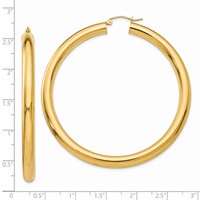 14K Yellow Gold 5x 60mm Polished Tube Hoop Earrings view 4