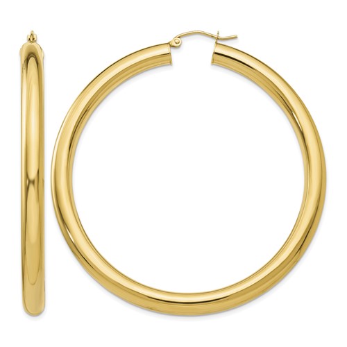 14k 5x60mm Polished Tube Hoop Earrings