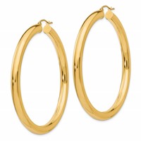 14K Yellow Gold 5x 60mm Polished Lightweight Tube Hoop Earrings view 2