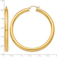14K Yellow Gold 5x 60mm Polished Lightweight Tube Hoop Earrings view 4