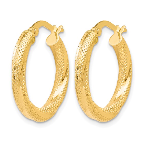 Leslie's Gold Polished and Textured Hoop Earrings