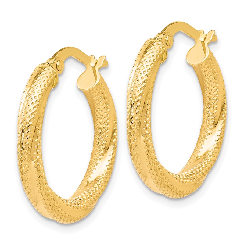 10K Textured Hinged Hoop Earrings