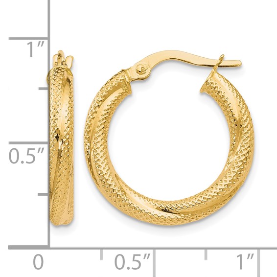 Leslie's Gold Polished and Textured Hoop Earrings