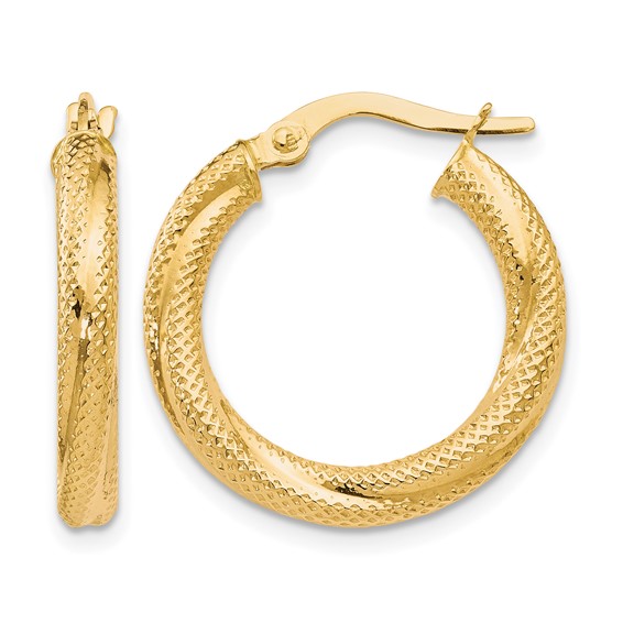 Leslie's Gold Polished and Textured Hoop Earrings