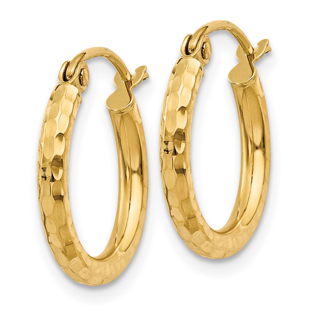 14k Diamond-cut 2mm Round Tube Hoop Earrings (TC234)