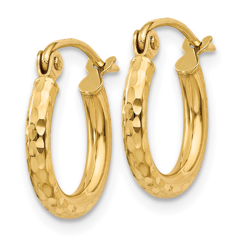 14k Diamond-cut 2mm Round Tube Hoop Earrings (TC235)
