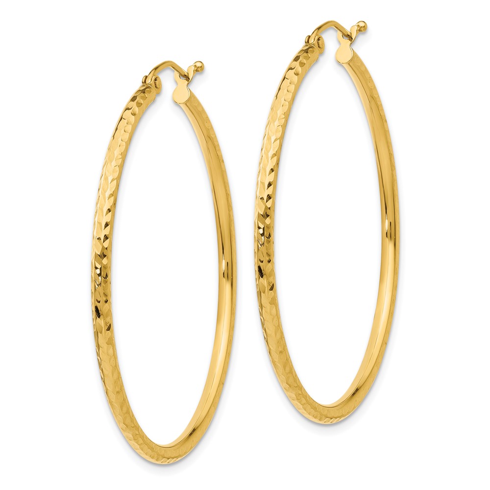 14k Diamond-cut 2mm Round Tube Hoop Earrings (TC236)