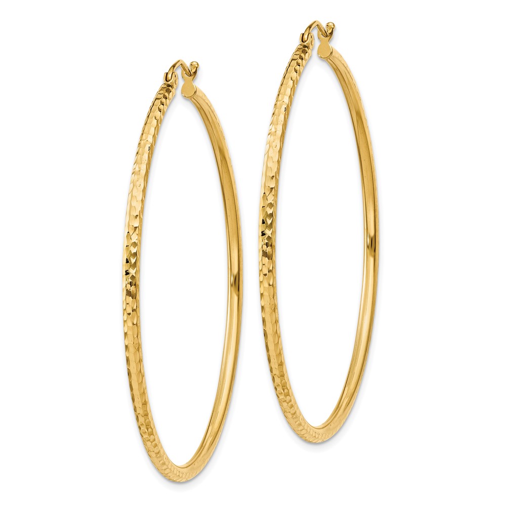 14k Diamond-cut 2mm Round Tube Hoop Earrings (TC238)