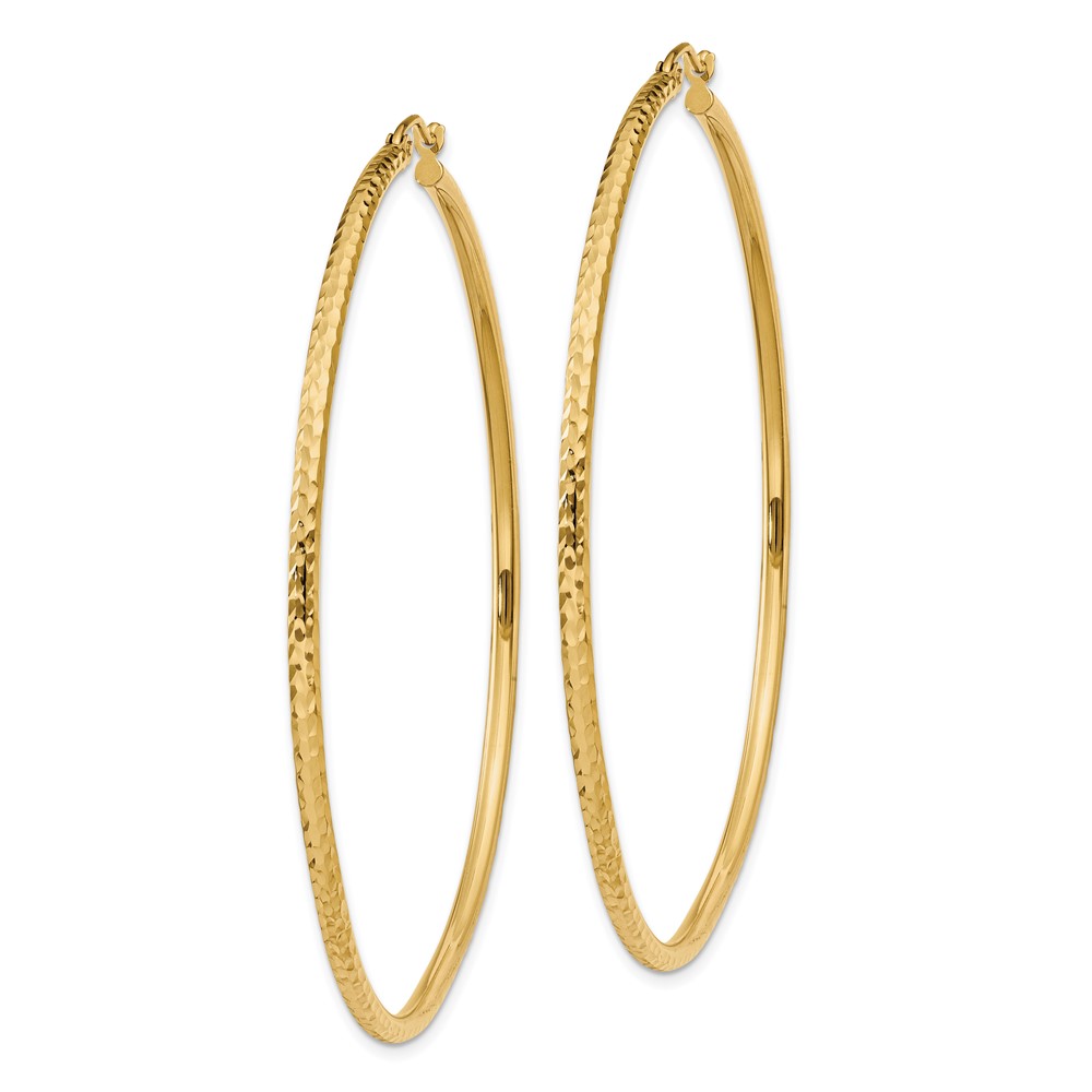 14k Diamond-cut 2mm Round Tube Hoop Earrings (TC239)
