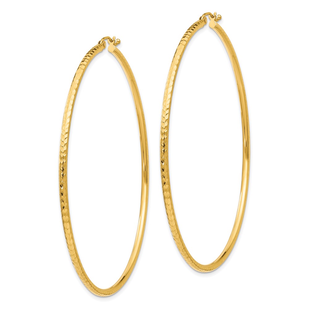 14k Diamond-cut 2mm Round Tube Hoop Earrings (TC240)