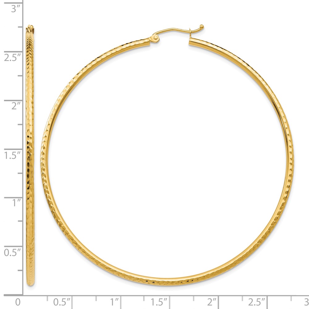 14k Diamond-cut 2mm Round Tube Hoop Earrings (TC240)