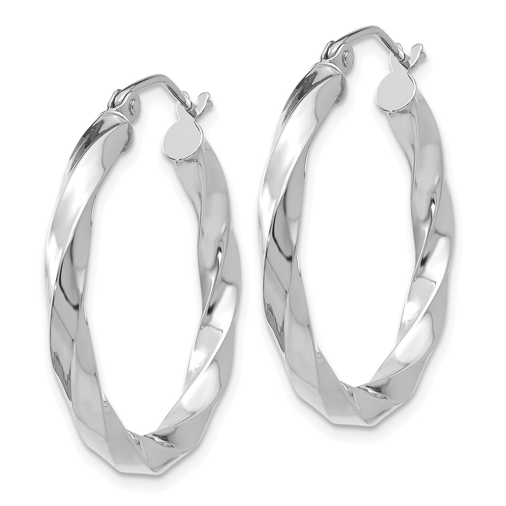 14k White Gold 3mm Twisted Hoop Earrings (TC358)