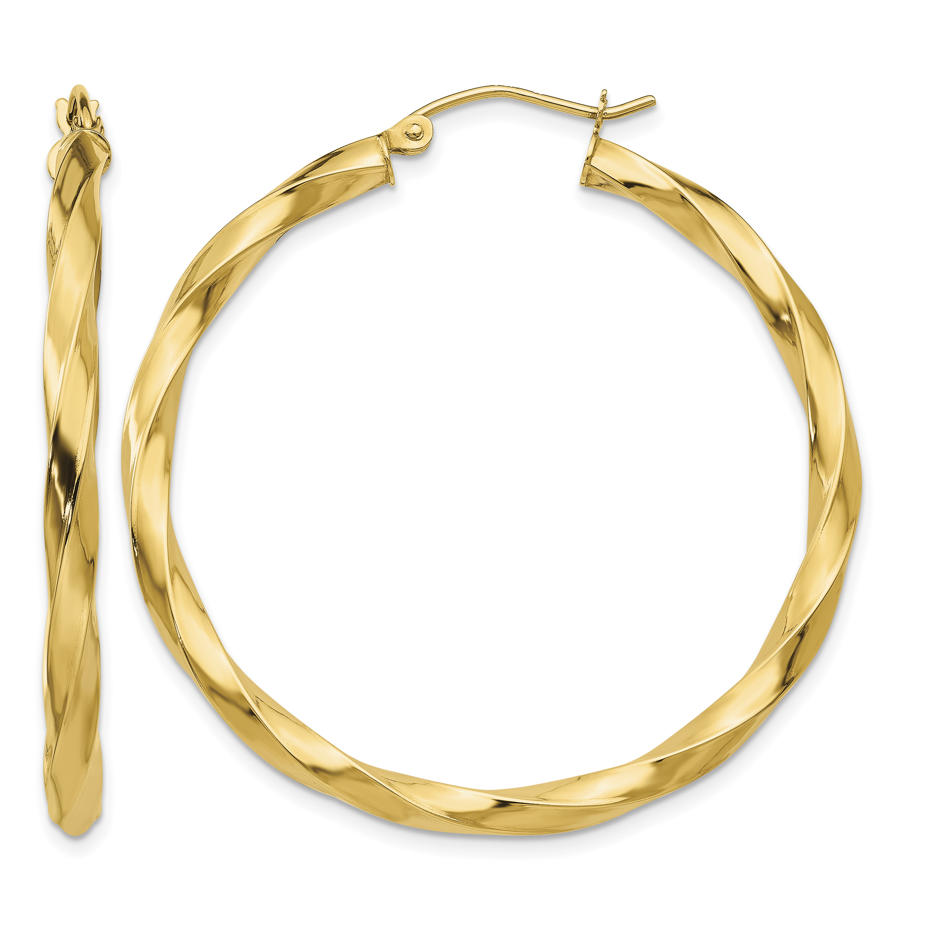 14k Polished 3mm Twisted Hoop Earrings (TC362)