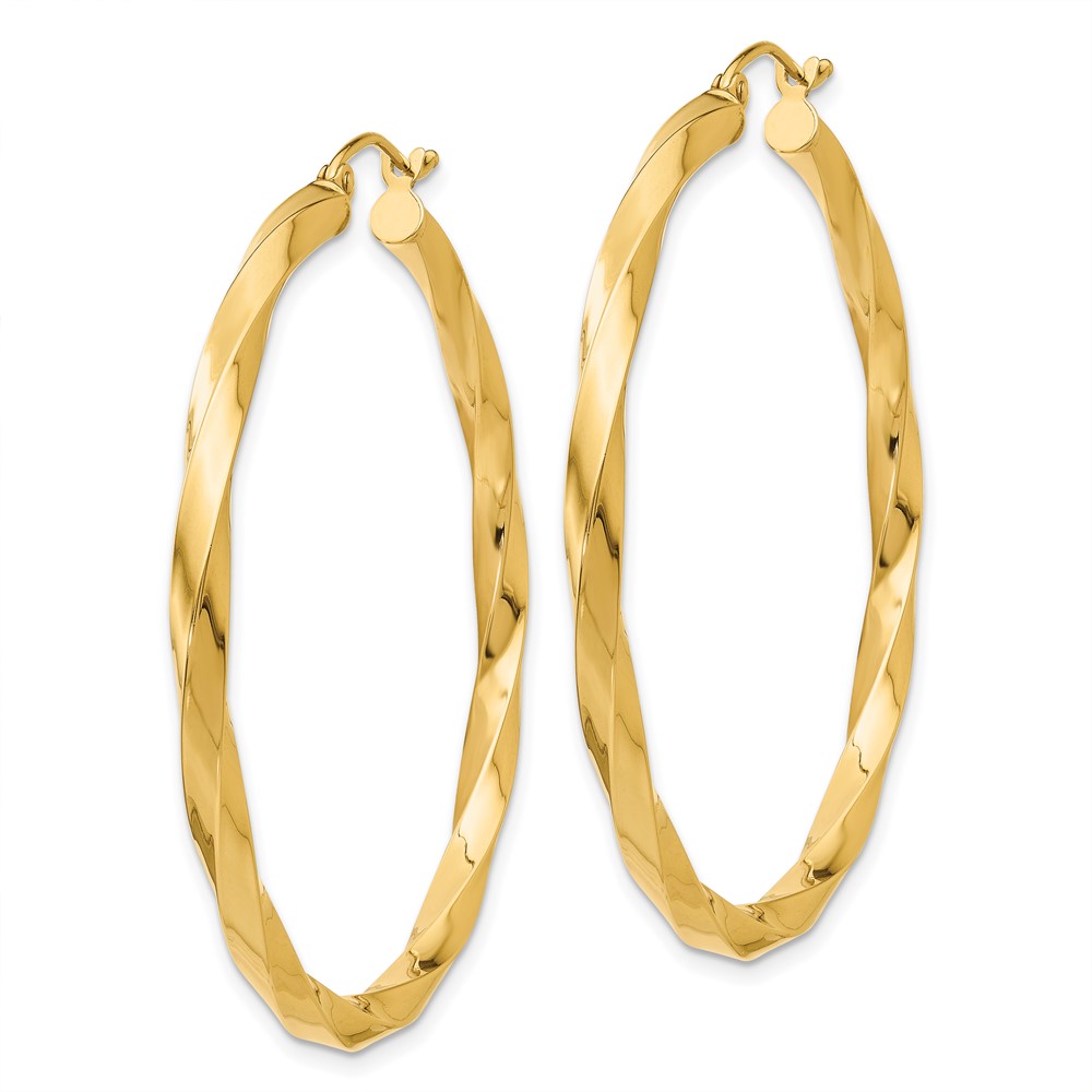 14k Polished 3mm Twisted Hoop Earrings (TC363)