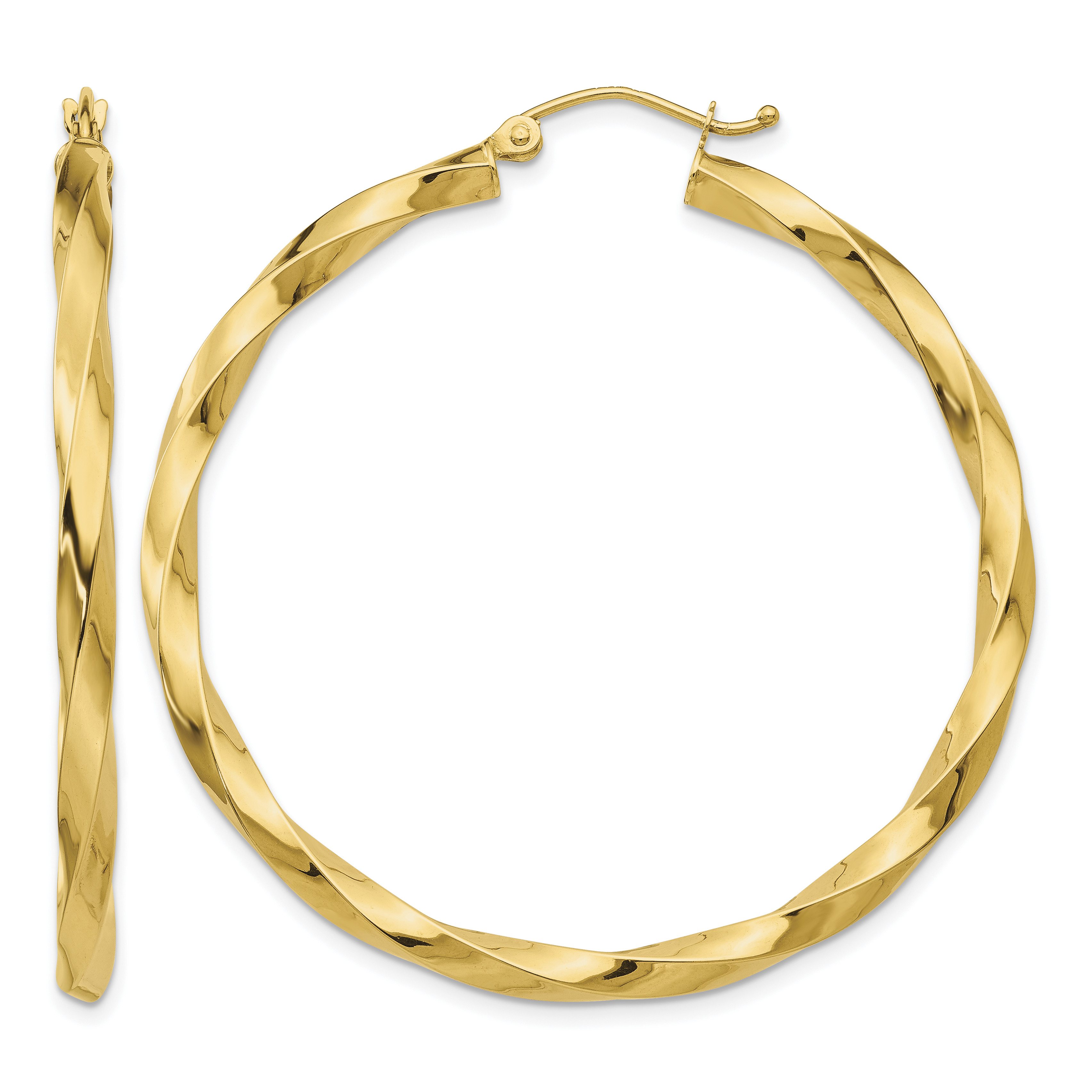 14k Polished 3mm Twisted Hoop Earrings (TC363)
