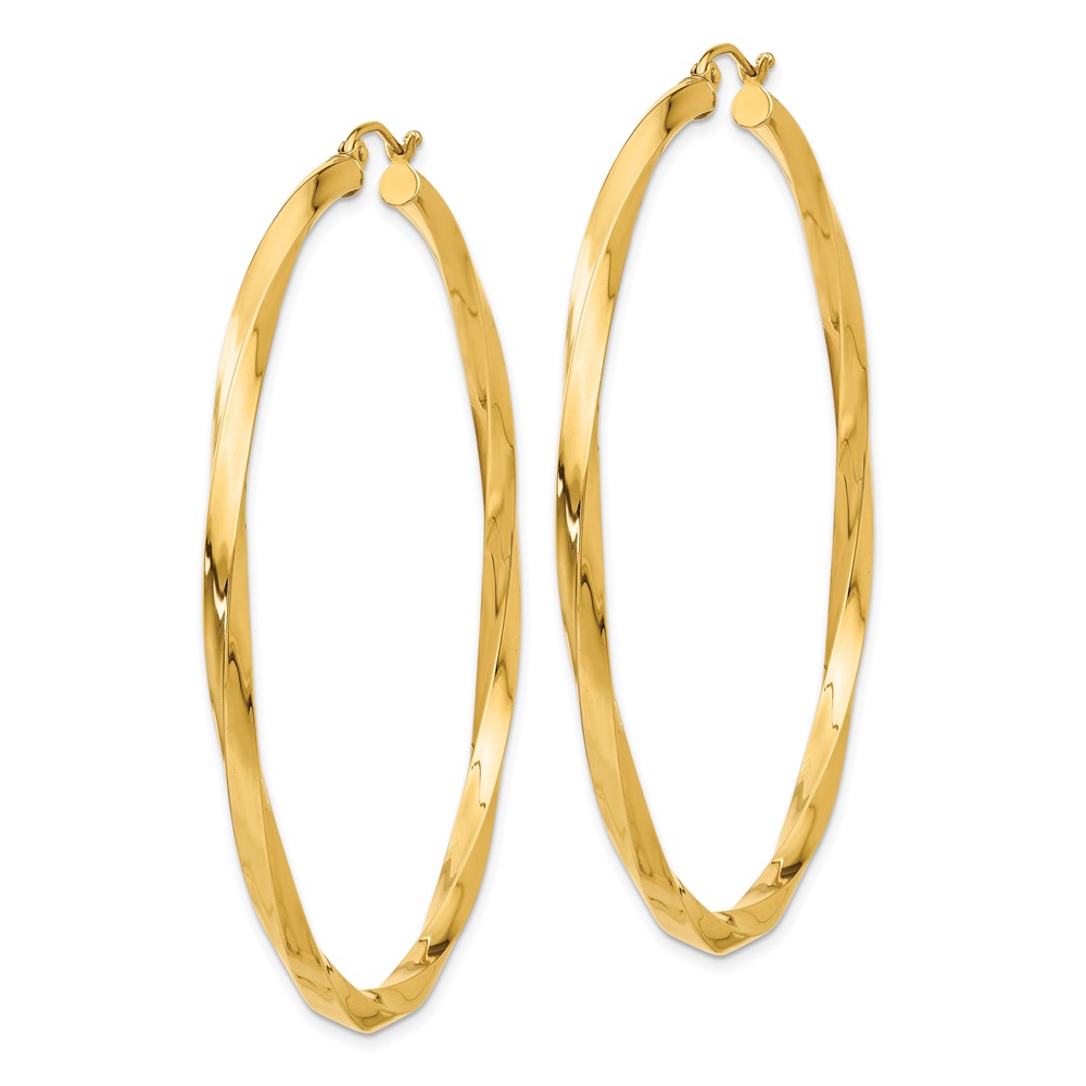 14k Polished 3mm Twisted Hoop Earrings (TC365)